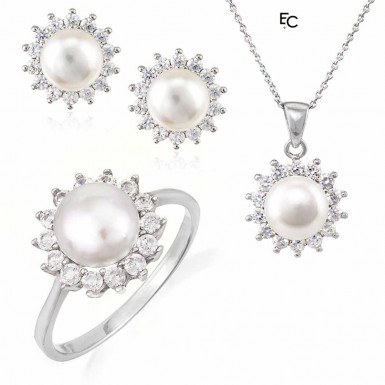 Set in sterling silver with Zircon stones and Pearls (01-1512)