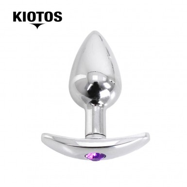 KIOTOS Purple Gem Butt Plug - dop anal din aluminiu cu baza tip ancora cu bijuterie violet