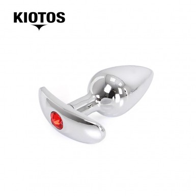 KIOTOS Red Gem Butt Plug - dop anal din aluminiu cu baza tip ancora cu bijuterie rosie