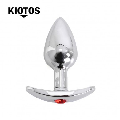 KIOTOS Red Gem Butt Plug - dop anal din aluminiu cu baza tip ancora cu bijuterie rosie