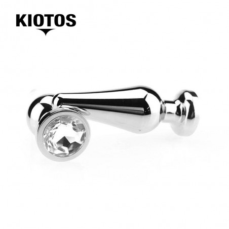 KIOTOS White Jewel Butt Plug - dop anal din aluminiu cu bijuterie de culoare alba