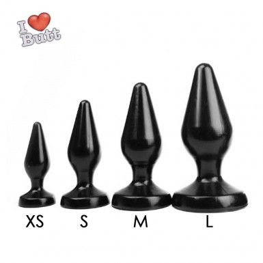 I LOVE BUTT! Classic Butt Plug - black PVC plastic butt plug