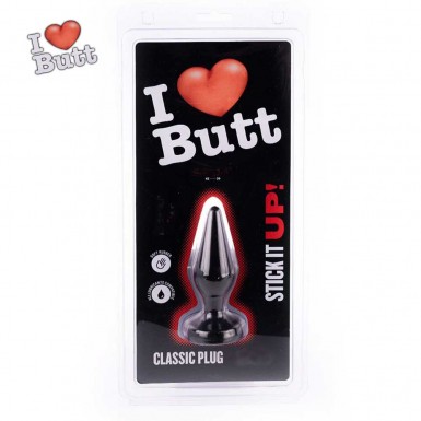 I LOVE BUTT! Classic Butt Plug - black PVC plastic butt plug