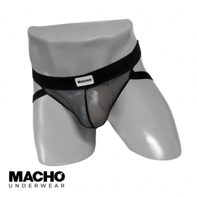 MACHO Jockstrap MX22N - jockstrap in black semi-sheer fishnet for men