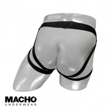 MACHO Jockstrap MX22N - slip negru tip jockstrap semi-transparent pentru barbati