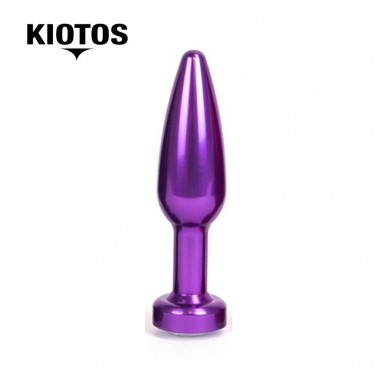 KIOTOS Aluminum Butt Plug 2 - dop anal din aluminiu mov cu bijuterie de culoare alba