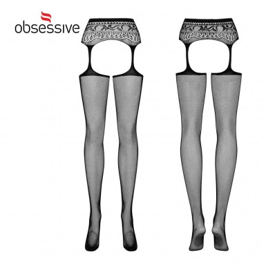 OBSESSIVE Fishnet Garter Stockings - open crotch fishnet garter stockings