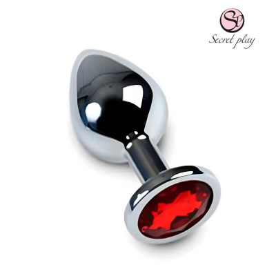 SECRET PLAY Red Gem Anal Plug - metal butt plug with red jewel