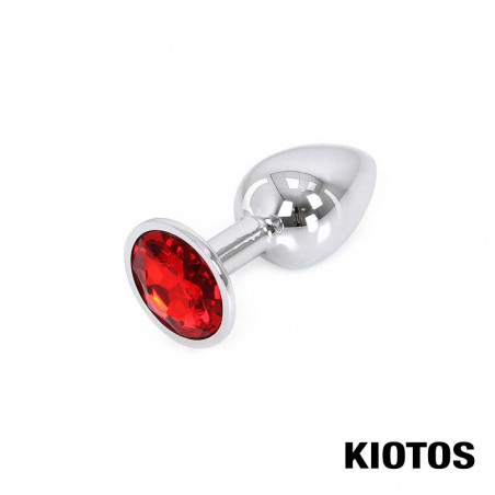 Aluminum Butt Plug with Red Jewel by KIOTOS