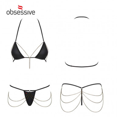 Set Obsessive Redella - set of a micro thong and bra in black color