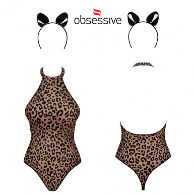 Obsessive Leocatia | pret 154lei | sexy leopard print body (teddy) cu cordeluta cu urechi de pisica | iLove24