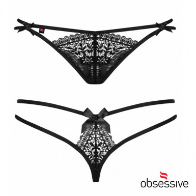 Obsessive Intensa Double Thong Black - sexy double thong with lace elements