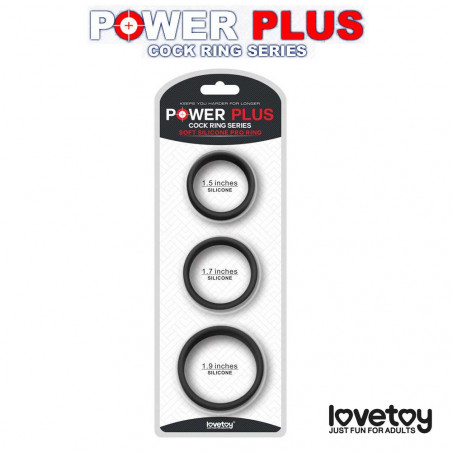 Power Plus Soft Silicone Pro Cock Ring - set de 3 inele penis din silicon