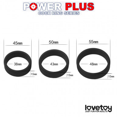 Power Plus Soft Silicone Pro Cock Ring - set de 3 inele penis din silicon