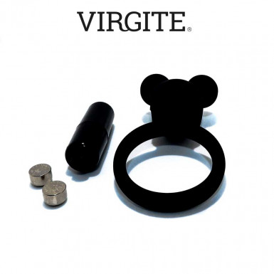 Virgite Vibrating Cock Ring - inel penis negru din silicon cu vibratii impermeabil