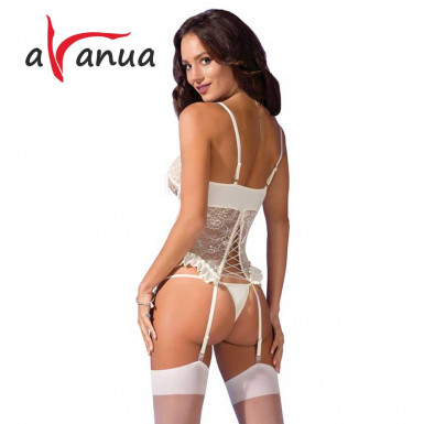 Corset Avanua Bianca - corset elegant ocru cu tanga