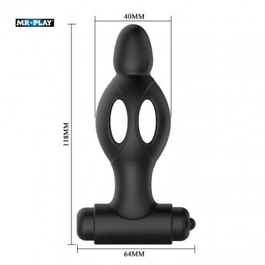 Mr. Play Anal Plug with Vibrating Bullet - dop anal cu glont vibrator in negru