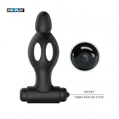 Mr. Play Anal Plug with Vibrating Bullet - anal plug with vibrating bullet in black