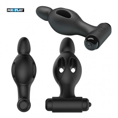 Mr. Play Anal Plug with Vibrating Bullet - dop anal cu glont vibrator in negru