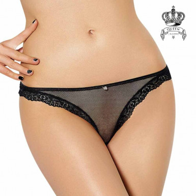 Queen Lingerie Fishnet and Lace Thong - sexy thong with fishnet design and lace