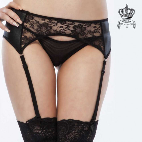 Queen Lingerie Garter Belt set - portjartier senzual cu tanga in negru