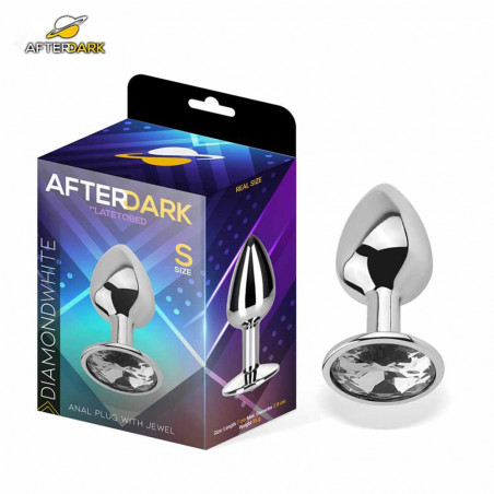 AFTERDARK White Jewel Butt Plug - aluminum butt plug with white jewel