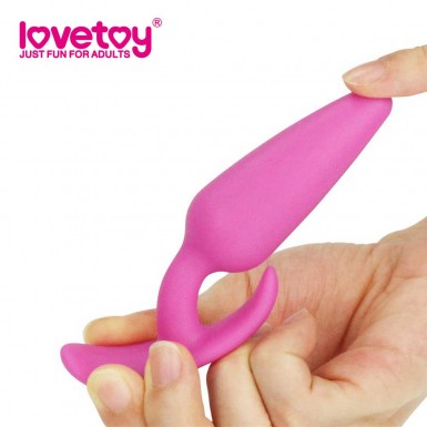 LOVETOY Lure Me Butt Plug Slim - dop anal din silicon cu baza tip ancora in roz