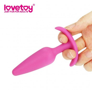 LOVETOY Lure Me Butt Plug Slim - dop anal din silicon cu baza tip ancora in roz