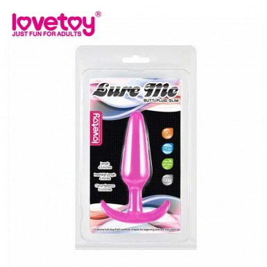 LOVETOY Lure Me Butt Plug Slim - dop anal din silicon cu baza tip ancora in roz