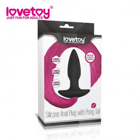 LOVETOY Pony Tail Butt Plug - dop anal din silicon cu coada de cal rosie