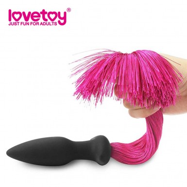 LOVETOY Pony Tail Butt Plug - dop anal din silicon cu coada de cal violeta