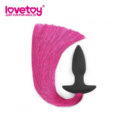 LOVETOY Pony Tail Butt Plug - dop anal din silicon cu coada de cal violeta