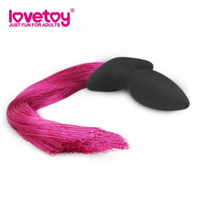 LOVETOY Pony Tail Butt Plug - dop anal din silicon cu coada de cal violeta