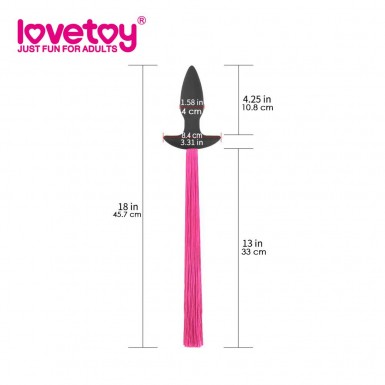 LOVETOY Pony Tail Butt Plug - dop anal din silicon cu coada de cal violeta