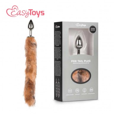 EASYTOYS Fox Tail Butt Plug 7 - dop anal din aluminiu cu coada de vulpe maro