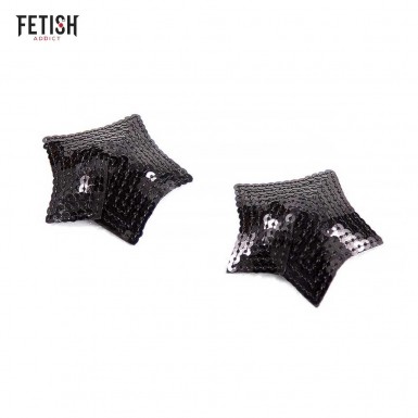 FETISH ADDICT Star Nipple Covers - star shaped nipple covers with black sequins