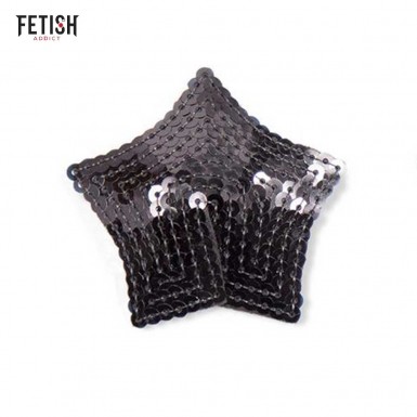 FETISH ADDICT Star Nipple Covers - star shaped nipple covers with black sequins